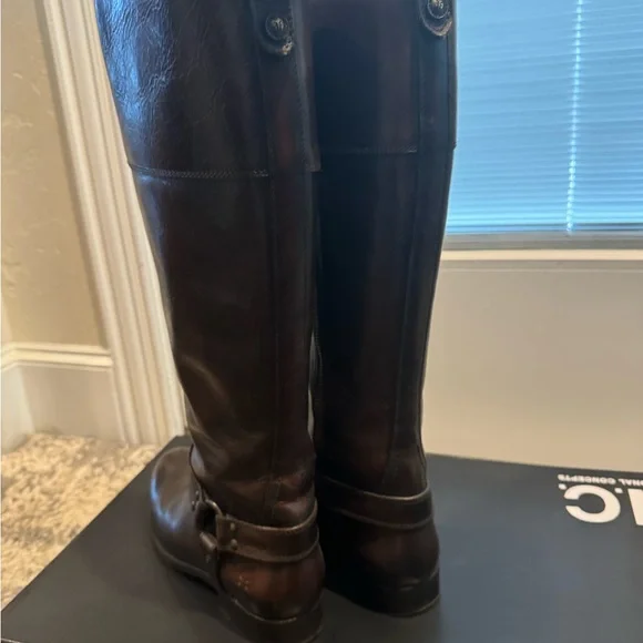 Frye Dark Brown Leather Tall Boots - Picture 5 of 12